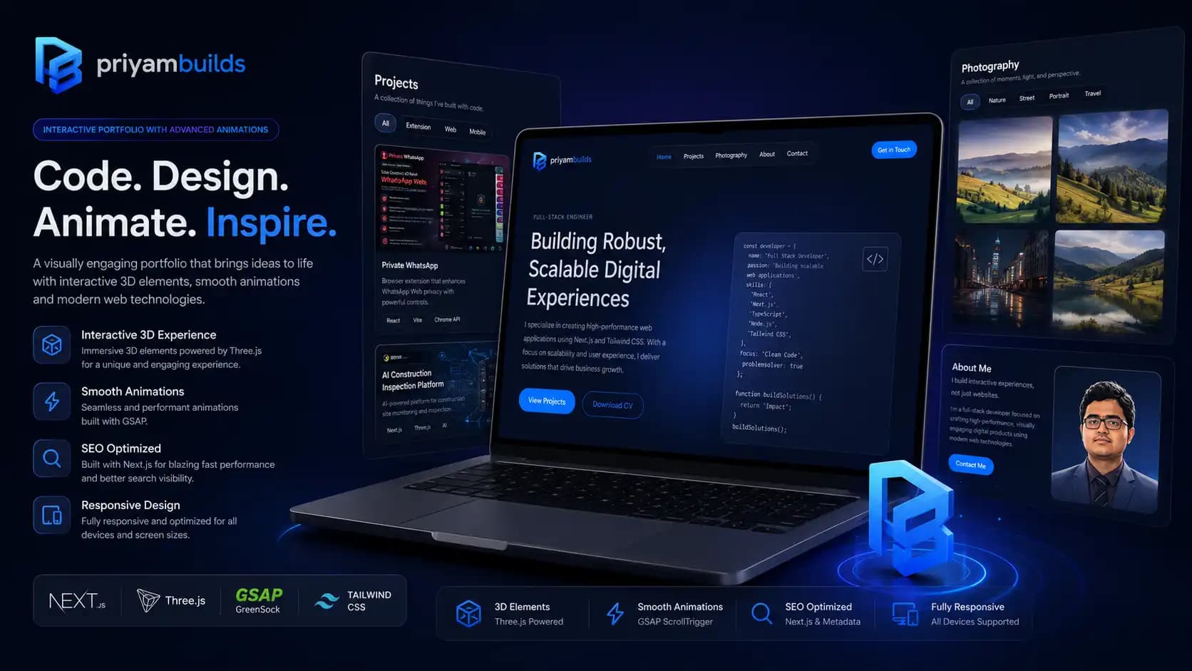 PriyamBuilds Portfolio Website