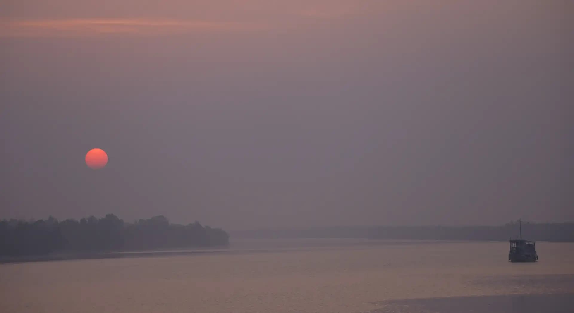 Sunrise on a boat at Sundarban.